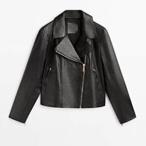 Massimo Dutti Nappa Leather Biker Jacket